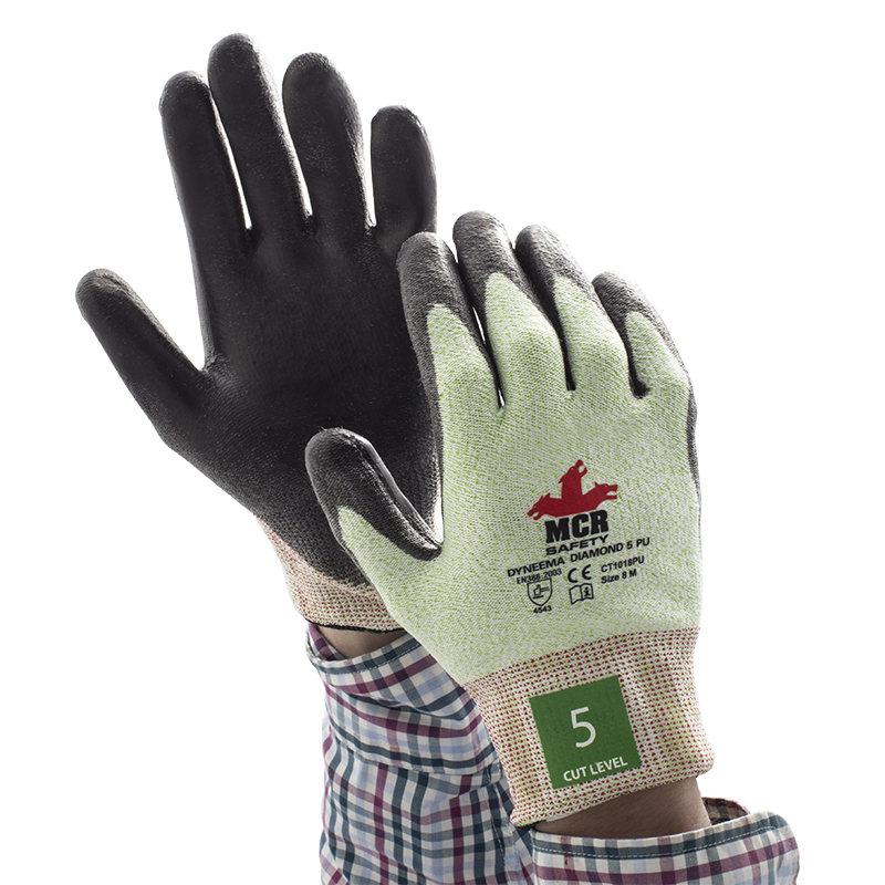 MCR Safety CT1018PU PU Coated Diamond Dyneema Cut Resistant Gloves